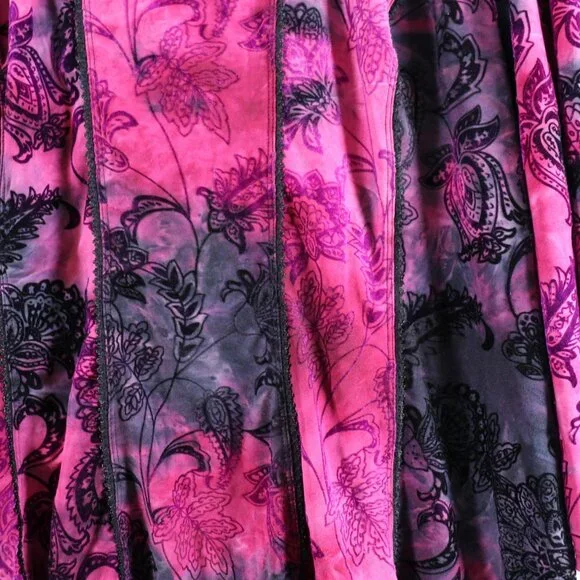 SAMI & JO Boho Burnout Tunic Top Plus Size 3X Pink Black Bell Sleeve Blouse - Picture 5 of 13